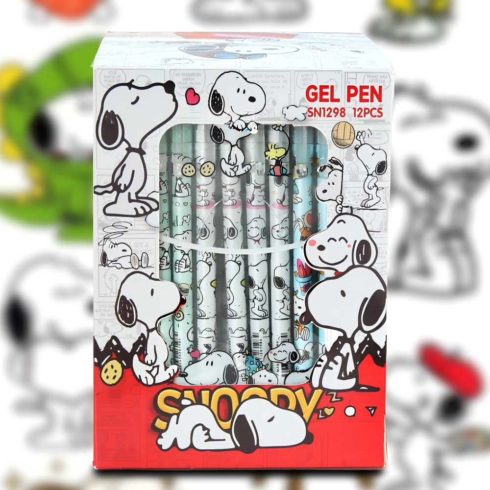 Gel Ink Pen Set - 12 Pcs/Set Kawaii Snoopy Erasable Blue