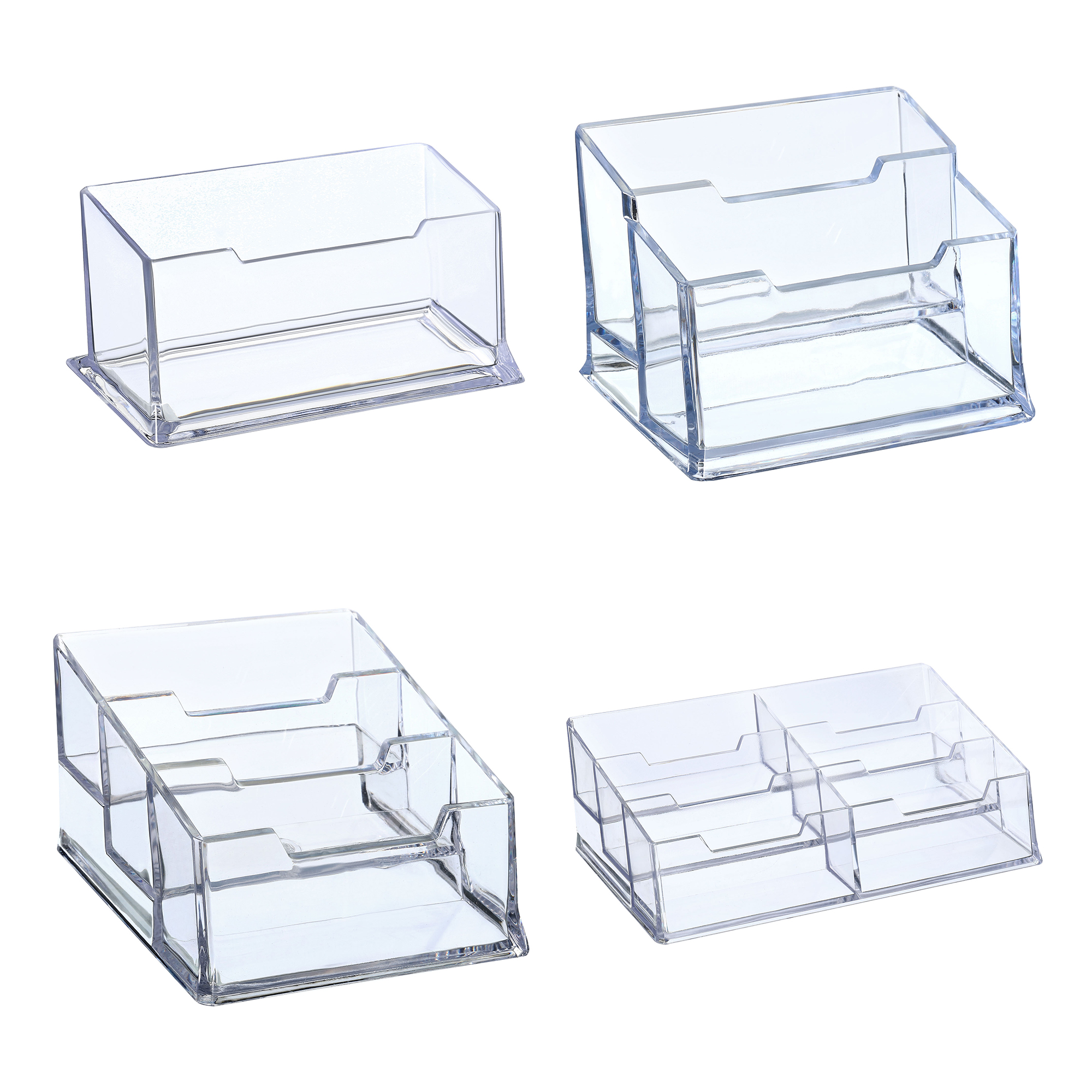Desk Name Plate - Plastic Business Card Holder 1/2/3/6 Slot