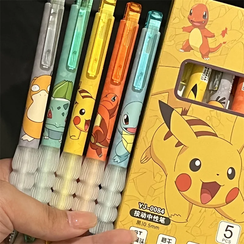 5pcs Pikachu Gel Pen Set Pokem - Gel Ink Pen Set のレビューと価格