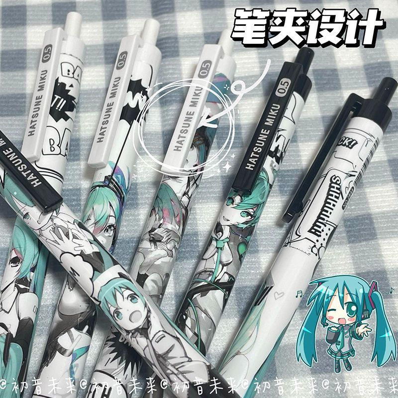 6Pcs/Set Hatsune Miku Black Ge - Gel Ink Pen Set のレビューと価格