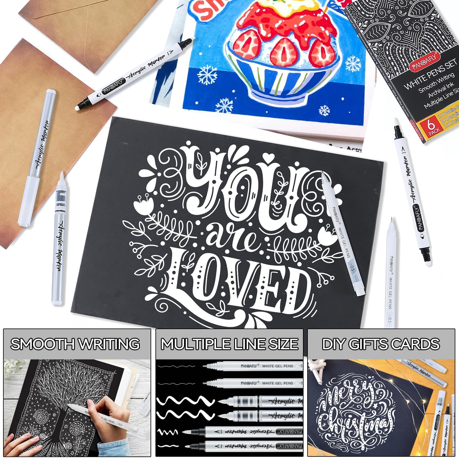 White Ink Pens Set 0.5mm Fine  - Gel Ink Pen Set のレビューと価格