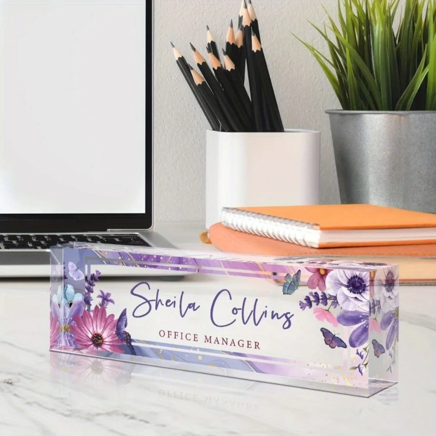 [2D Flat] Purple Flower Custom - Desk Name Plate のレビューと価格