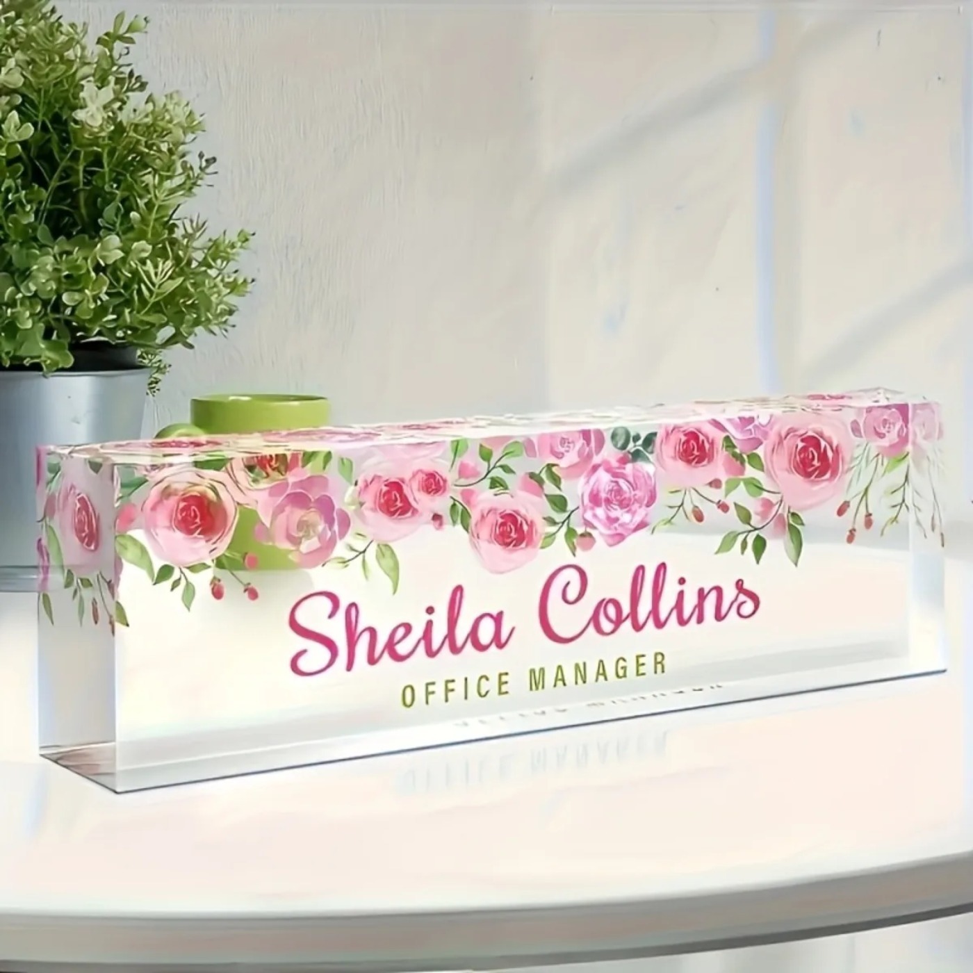 [2D Flat] Minimalist Floral Ac - Desk Name Plate のレビューと価格