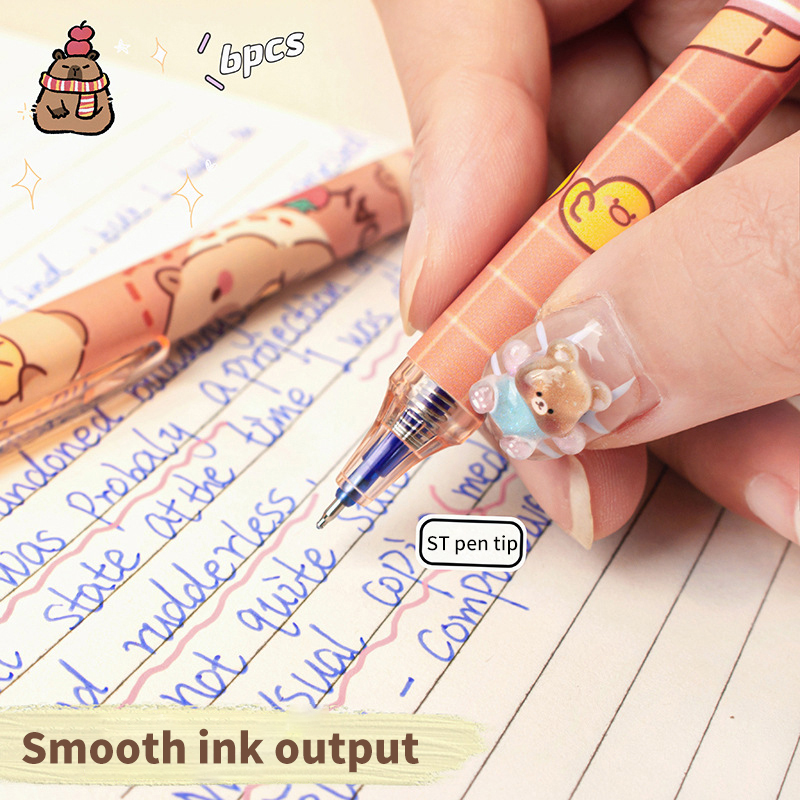 6Pcs Lovely Black and Blue Gel - Gel Ink Pen Set のレビューと価格