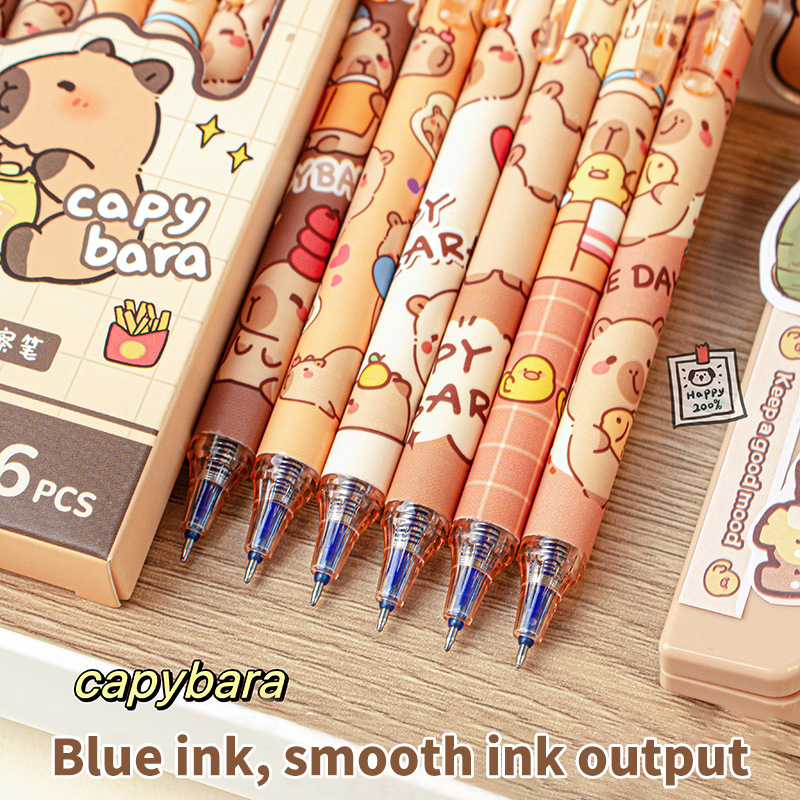 6Pcs Lovely Black and Blue Gel - Gel Ink Pen Set のレビューと価格