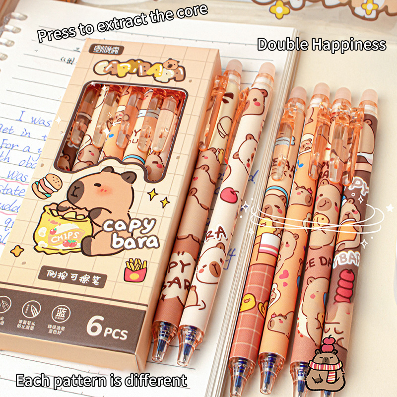 6Pcs Lovely Black and Blue Gel - Gel Ink Pen Set のレビューと価格