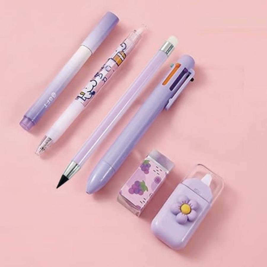 6 Pcs Cute Stationery Set for  - Gel Ink Pen Set のレビューと価格