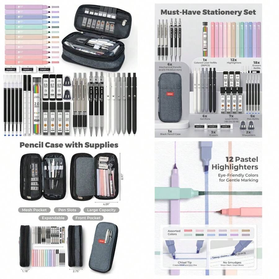 45 PCS School Supplies With Pe - Gel Ink Pen Set のレビューと価格