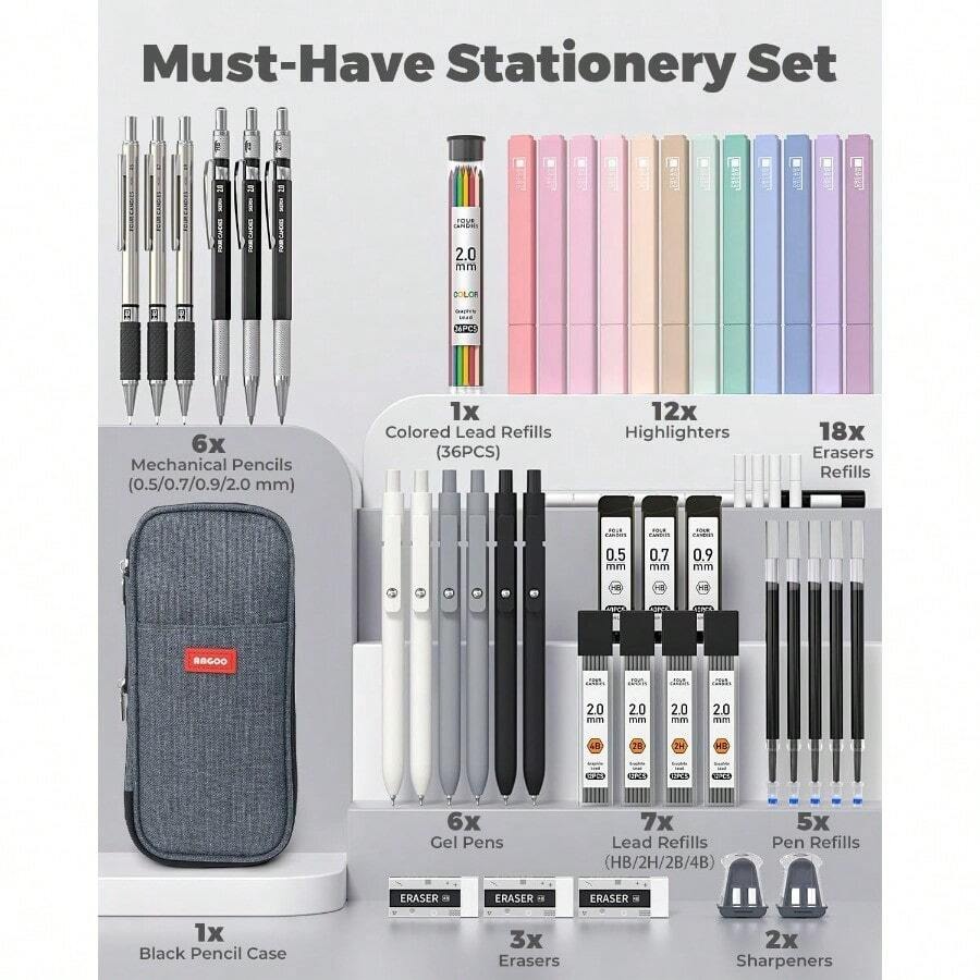 45 PCS School Supplies With Pe - Gel Ink Pen Set のレビューと価格