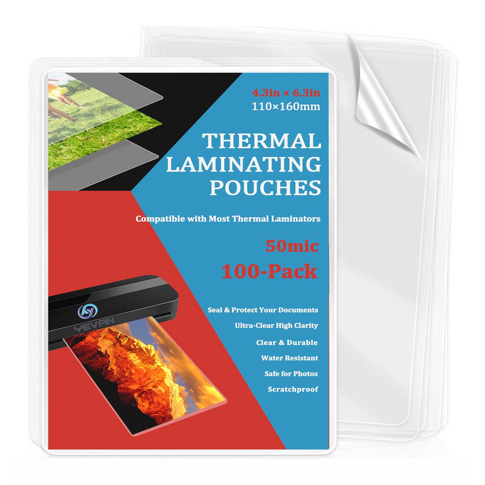 100 Sheets 4.3×6.3in Thermal L - Document Laminator Pouch のレビューと価格
