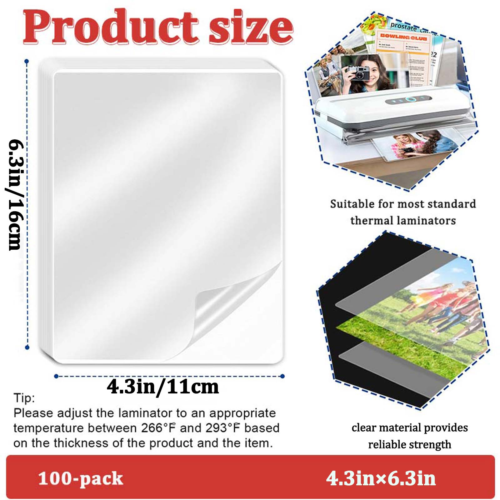 100 Sheets 4.3×6.3in Thermal L - Document Laminator Pouch のレビューと価格