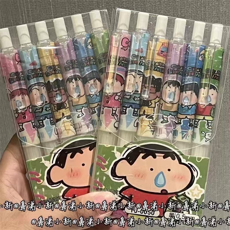 6pcs Crayon Shin-chan Student  - Gel Ink Pen Set のレビューと価格