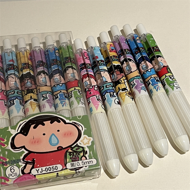 6pcs Crayon Shin-chan Student  - Gel Ink Pen Set のレビューと価格